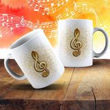 Caneca De Porcelana 325ml Com Estampa De Instrumentos Musicais Cifra