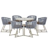 Mesa E 6 Cadeiras De Jantar Noronha Fendi E9 Trama Original Prata