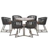 Mesa E 6 Cadeiras E Noronha Marrom E9 Trama Original Preto