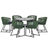 Mesa E 6 Cadeiras E Noronha Preto E12 Trama Original Verde