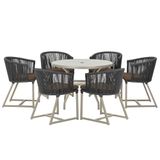 Mesa E 6 Cadeiras De Jantar Noronha Fendi E9 Trama Original Preto