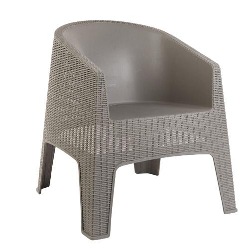 Kit 4 Poltronas De Piscina E Jardim Rattan Ibiza + Mesa Capri - Cinza