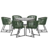 Mesa E 6 Cadeiras E Noronha Preto E5 Trama Original Verde