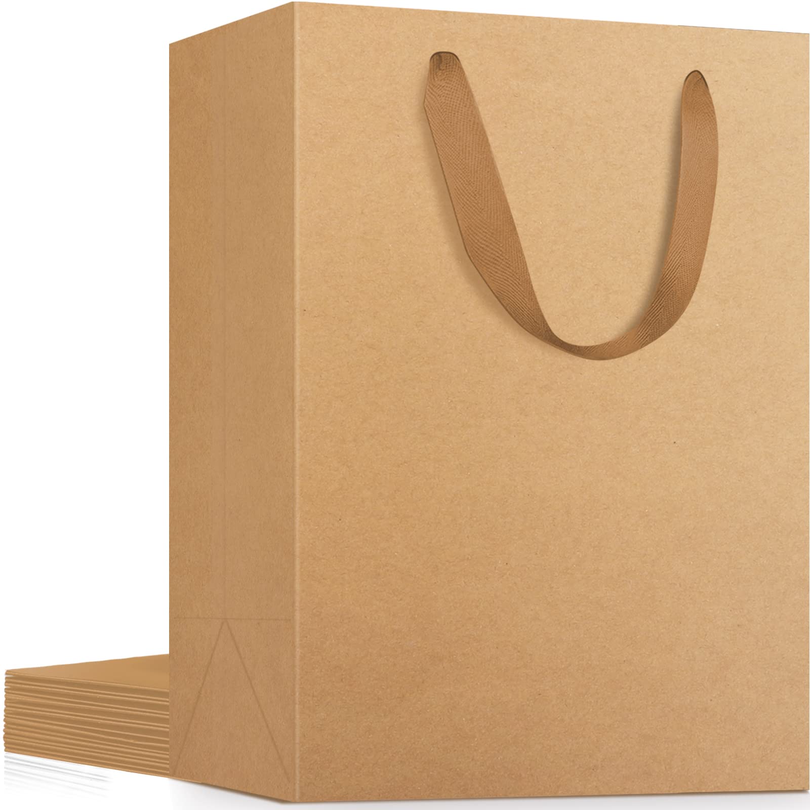 Sacos De Embrulho Eusoar, Pacote Com 12 Unidades, Papel Kraft De 20 X 10 X 28 Cm Com Alças