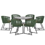 Mesa E 6 Cadeiras E Noronha Preto E13 Trama Original Verde
