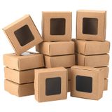 Caixa De Papel Kraft Benecreat 28 Pacotes 8,5x8,5x3,5 Cm Com Janela