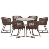 Mesa E 6 Cadeiras E Noronha Marrom E9 Trama Original Marrom