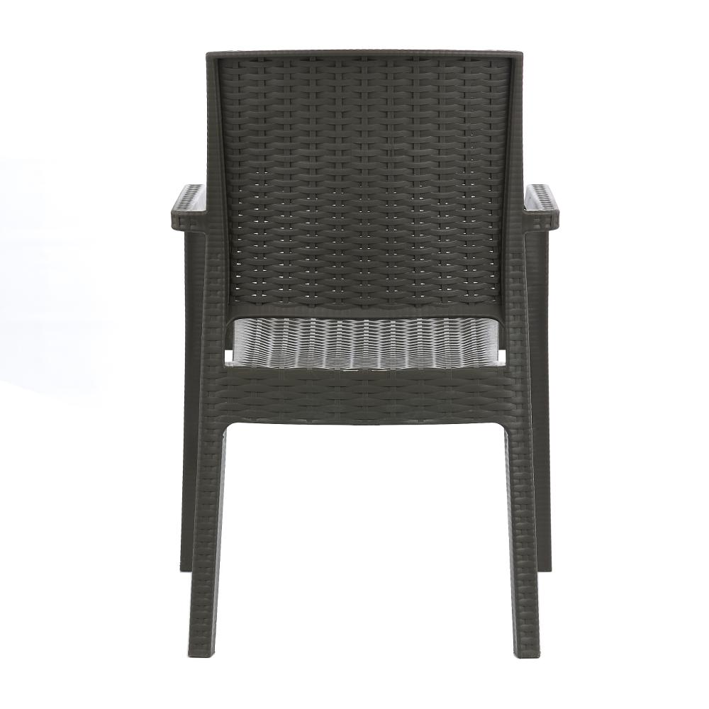Kit 4 Cadeira Com Braço Milano Rattan + Mesa Capri - Cinza