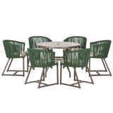 Mesa E 6 Cadeiras E Noronha Marrom E6 Trama Original Verde