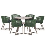 Mesa Com 6 Cadeiras De Jantar Noronha E12 Trama Original Verde