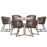 Mesa E 6 Cadeiras E Noronha Marrom E5 Trama Original Marrom