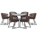 Mesa E 6 Cadeiras E Noronha Preto E12 Trama Original Marrom