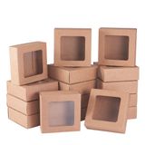 Caixas De Presente: Papel Kraft Quadrado Benecreat Com Janela De Pvc, Pacote Com 20