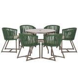 Mesa E 6 Cadeiras E Noronha Marrom E8 Trama Original Verde
