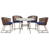 Mesa Com 4 Cadeiras E Noronha Estofado 10 Trama Original Marrom