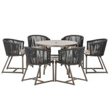 Mesa E 6 Cadeiras E Noronha Marrom E6 Trama Original Preto