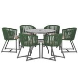 Mesa E 6 Cadeiras E Noronha Preto E6 Trama Original Verde