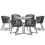 Mesa E 6 Cadeiras E Noronha Preto E6 Trama Original Preto