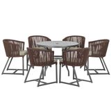 Mesa E 6 Cadeiras E Noronha Preto E8 Trama Original Marrom