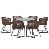 Mesa E 6 Cadeiras E Noronha Preto E9 Trama Original Marrom
