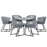 Mesa E 6 Cadeiras E Noronha Preto E12 Trama Original Prata