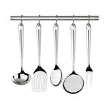 Jogo De Utensílios 5 Peças Tramontina Utility 66812700 Com Suporte De Parede Inox Inox 66812700
