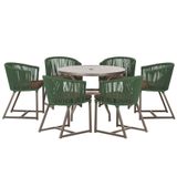 Mesa E 6 Cadeiras E Noronha Marrom E9 Trama Original Verde