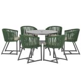 Mesa E 6 Cadeiras E Noronha Preto E8 Trama Original Verde