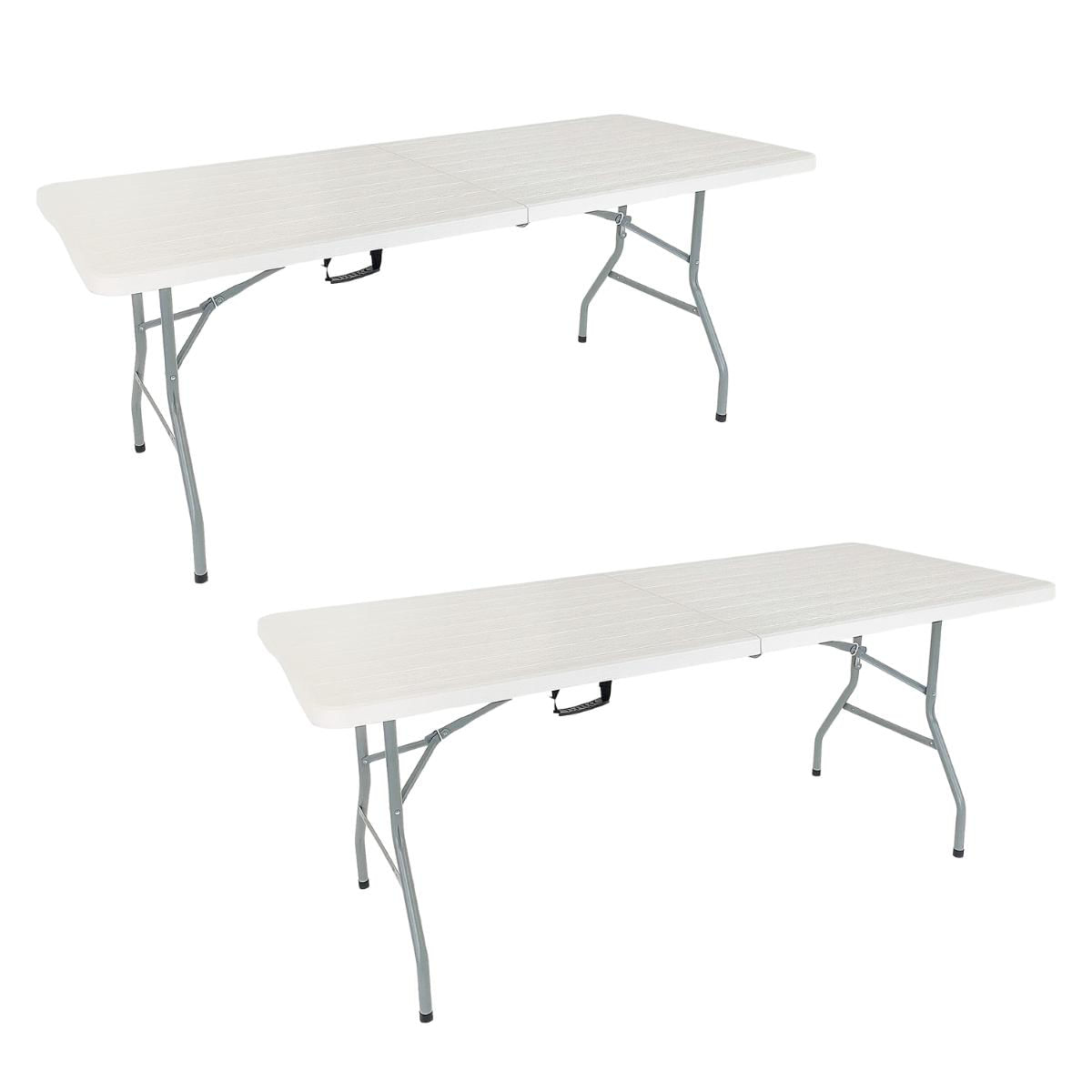 Mesa Picnic Dobrável Vira Maleta Portátil 1,80m Tampo Madeira Premium X2