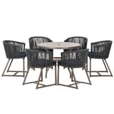 Mesa Com 6 Cadeiras De Jantar Noronha E12 Trama Original Preto