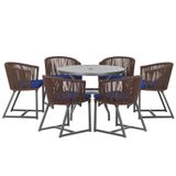 Mesa E 6 Cadeiras E Noronha Preto E10 Trama Original Marrom