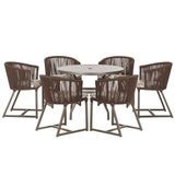 Mesa E 6 Cadeiras E Noronha Marrom E6 Trama Original Marrom