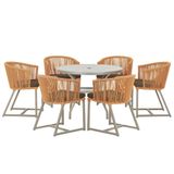 Mesa E 6 Cadeiras De Jantar Noronha Fendi E9 Trama Original Terra Cota