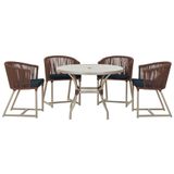 Mesa Com 4 Cadeiras E Noronha Estofado 12 Trama Original Marrom