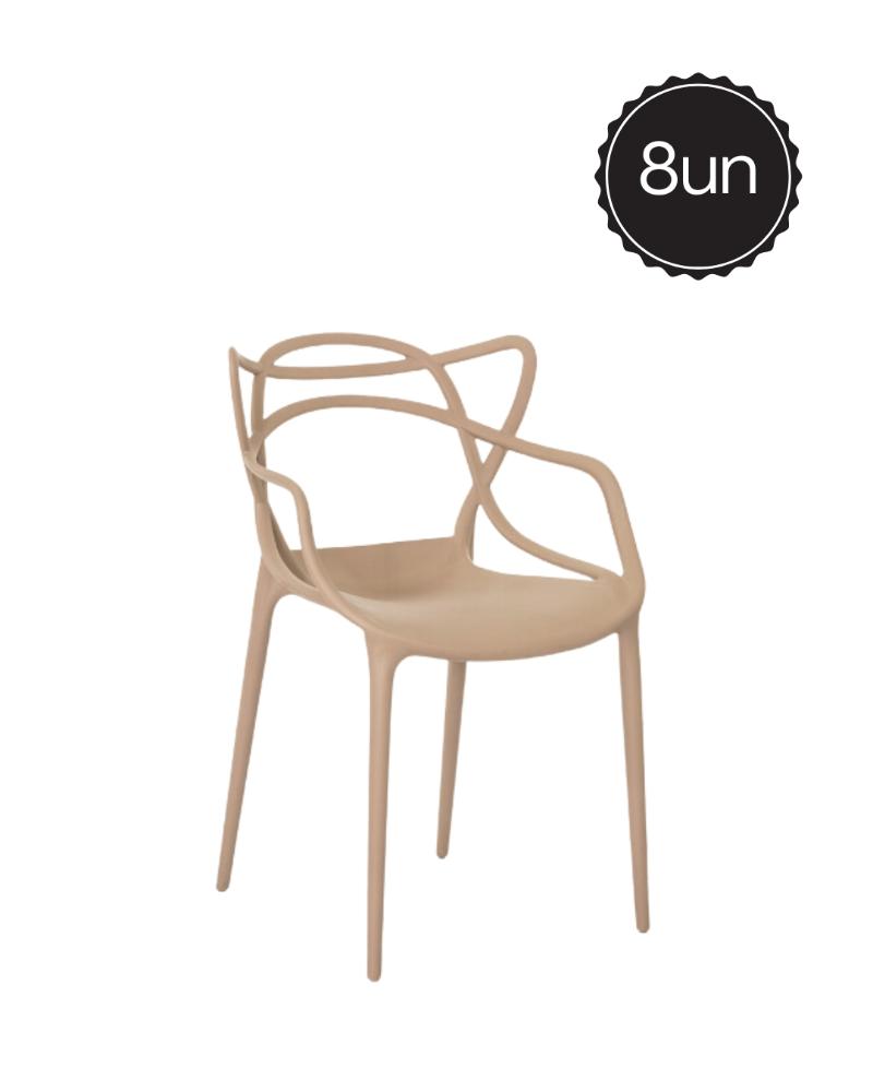 Kit 8 Cadeiras De Design Allegra Interior E Exterior - Nude