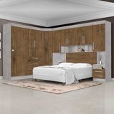 Dormitório Modulado Georgia Avelã/Jequitibá para Cama Box Casal 1,38m JA