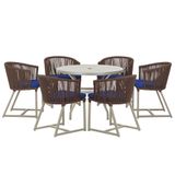 Mesa E 6 Cadeiras De Jantar Noronha Fendi E10 Trama Original Marrom
