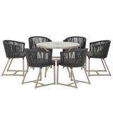 Mesa E 6 Cadeiras De Jantar Noronha Fendi E11 Trama Original Preto