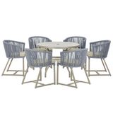 Mesa E 6 Cadeiras De Jantar Noronha Fendi E7 Trama Original Prata