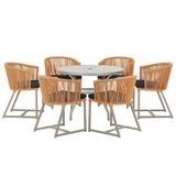 Mesa E 6 Cadeiras De Jantar Noronha Fendi E12 Trama Original Terra Cota