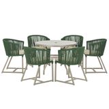 Mesa E 6 Cadeiras De Jantar Noronha Fendi E7 Trama Original Verde