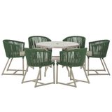 Mesa E 6 Cadeiras De Jantar Noronha Fendi E8 Trama Original Verde