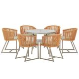 Mesa E 6 Cadeiras De Jantar Noronha Fendi E7 Trama Original Terra Cota