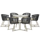 Mesa E 6 Cadeiras De Jantar Noronha Fendi E7 Trama Original Preto