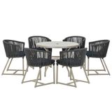 Mesa E 6 Cadeiras De Jantar Noronha Fendi E12 Trama Original Preto