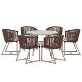Mesa E 6 Cadeiras De Jantar Noronha Fendi E6 Trama Original Marrom