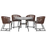 Mesa Com 4 Cadeiras E Noronha Estofado 11 Trama Original Marrom