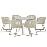 Mesa E 6 Cadeiras De Jantar Noronha Fendi E3 Trama Original Rami