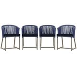 4 Cadeiras De Jantar Noronha Fendi Corda Náutica E12 Trama Azul