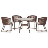 Mesa Com 4 Cadeiras E Noronha Estofado 6 Trama Original Marrom